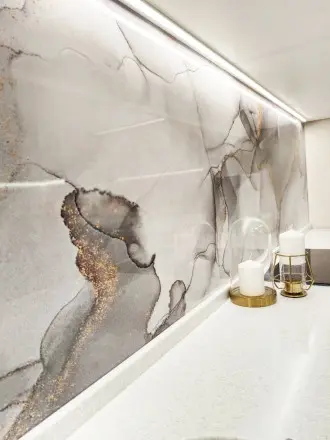 Кухня Мрамор натур артик Болотный антискрэч